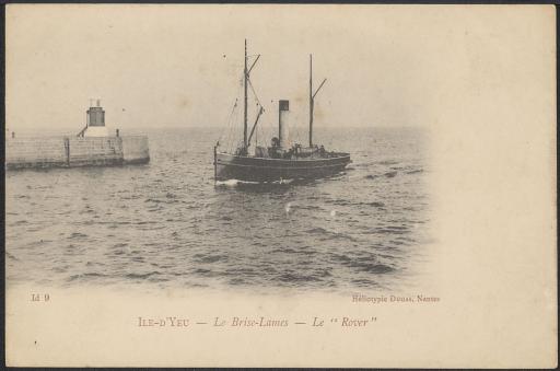 Les bateaux assurant la liaison entre le continent et l'île, naviguant dans l'avant-port de Port-Joinville : le "Rover" (vue 1), la "Ville d'Auray" (vues 2-5, le débarquement des passagers, vues 4-5), "La Grive" (vues 6-9, des voyageurs sur le quai, vue 9), le "France" (vues 10-12), l'"Insula Oya" (vues 13-15), l'"Amiral de Joinville" (vue 16), le "Président Auguste Durand" (vue 17), "La Vendée" (vue 18), l'"Insula Oya II" (vue 19) / V. Tortora phot. (vue 16) ; Studio Turbe phot. (vue 19).